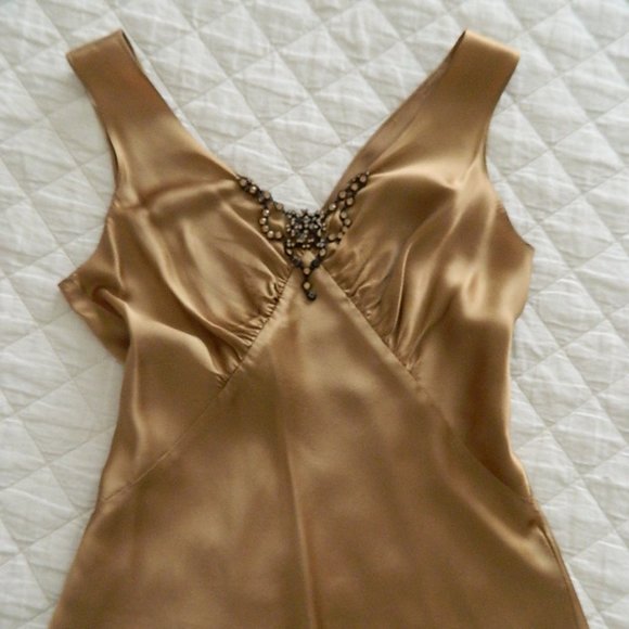 Ticci Tonetto Toast Silk Cami W/Jewel Detail MED - Picture 2 of 10